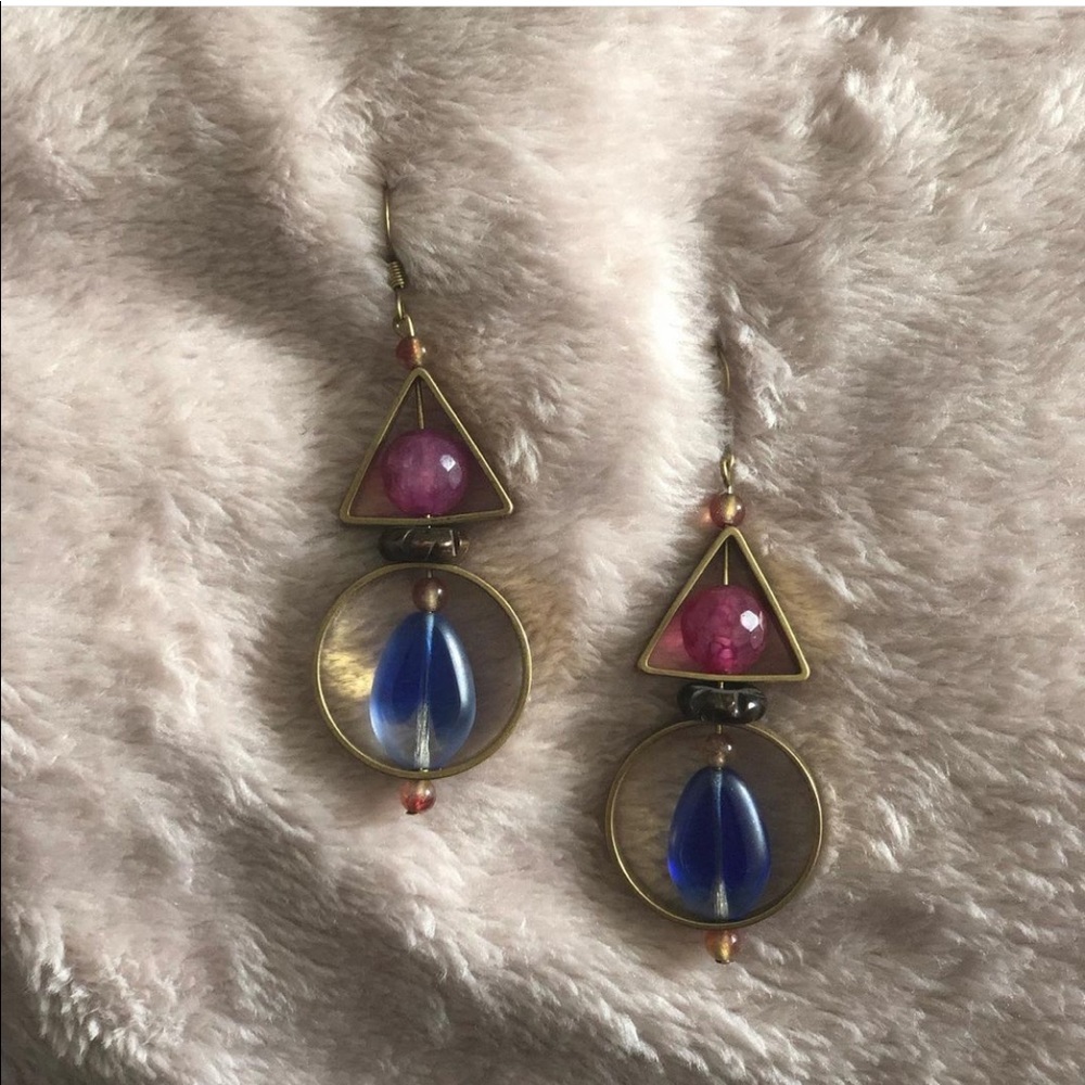 Playful Geometric Brass Earrings